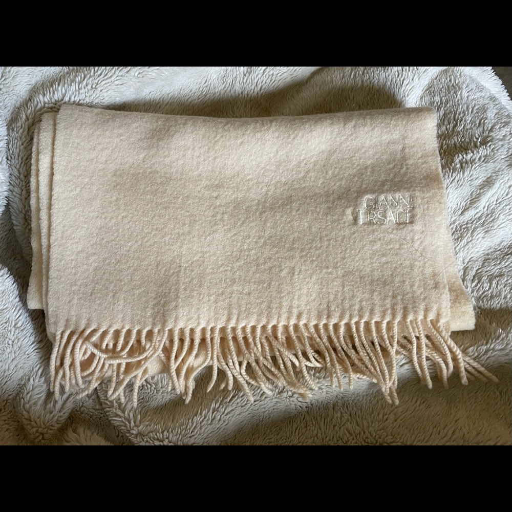 Gianni Versace cream color scarf. No tag on info. Vintage item. One size